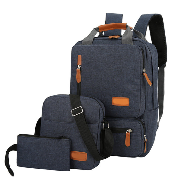 3-Piece Blue Travel Backpack Set - Stylish Multi-Functional Backpack, Shoulder Bag & Pouch
