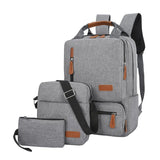 3-Piece  Gray Travel Backpack Set - Stylish Multi-Functional Backpack, Shoulder Bag & Pouch