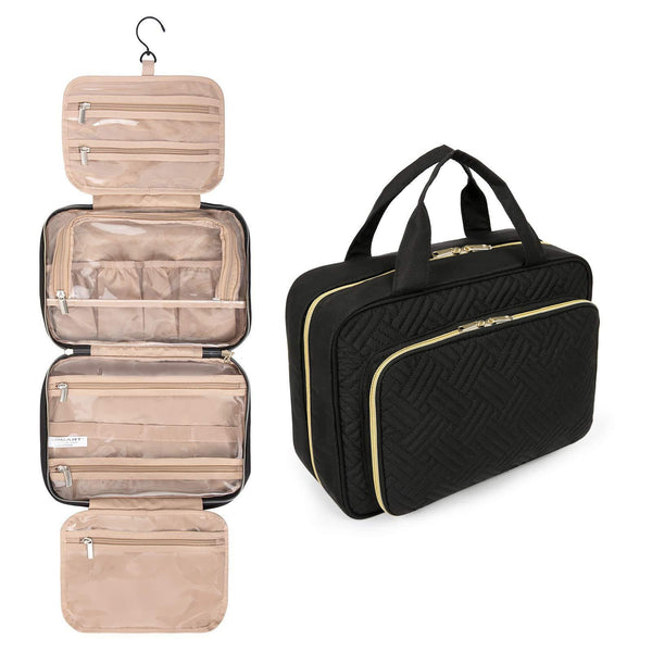 Hanging Toiletry Bag Makeup Bag Travel Organizer Set - Black