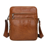 Mens Genuine Leather Casual Shoulder Bag - Brown