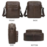 Mens Genuine Leather Casual Shoulder Bag - Brown
