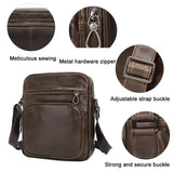 Mens Genuine Leather Casual Shoulder Bag - Brown