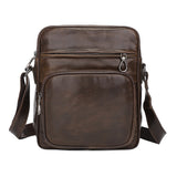 Men's Genuine Leather Casual Shoulder Bag - Dark Brown