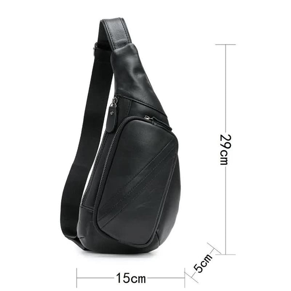 Light Brown Mens Leather Sling Backpack - Casual Crossbody Chest Bag