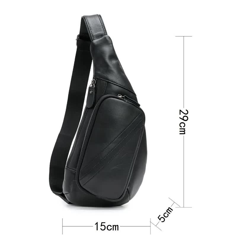 Light Brown Mens Leather Sling Backpack - Casual Crossbody Chest Bag
