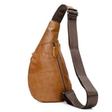 Light Brown Mens Leather Sling Backpack - Casual Crossbody Chest Bag
