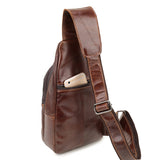 Brown Mens Leather Sling Backpack - Casual Crossbody Chest Bag
