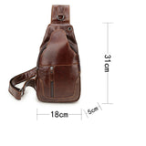 Brown Mens Leather Sling Backpack - Casual Crossbody Chest Bag