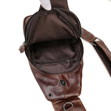 Brown Mens Leather Sling Backpack - Casual Crossbody Chest Bag