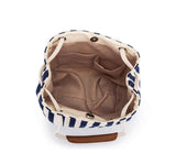 Canvas Bucket Tote Bag with Leather Handle - Beige