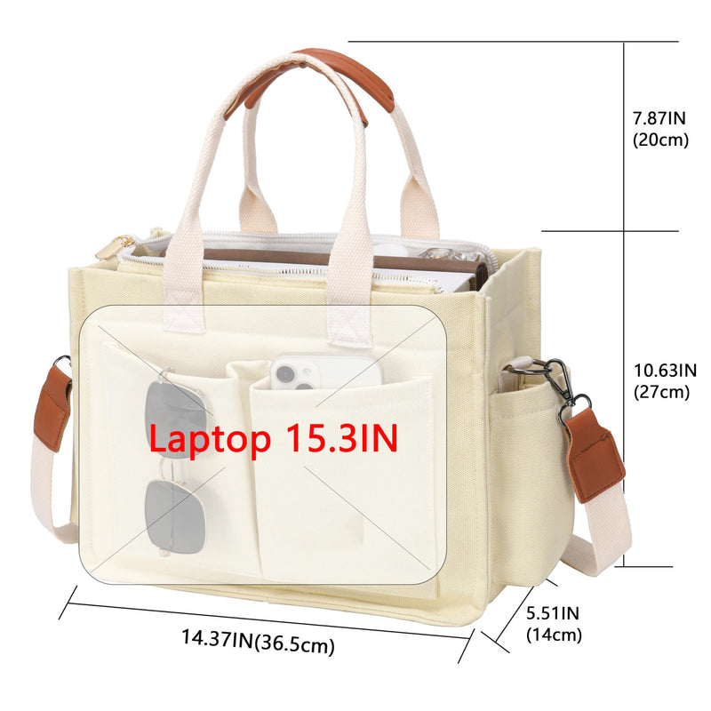 Canvas Briefcase Tote Bag with Large Capacity - Pink