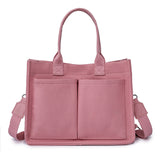 Canvas Briefcase Tote Bag with Large Capacity - Pink
