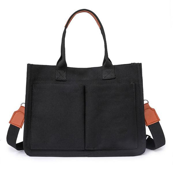 Canvas Tote Bag with Large Capacity - Black