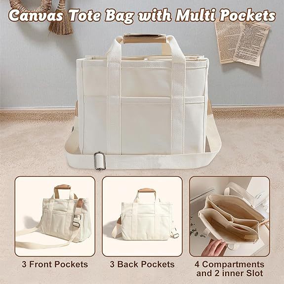 Canvas Tote Bag with Large Capacity - Black