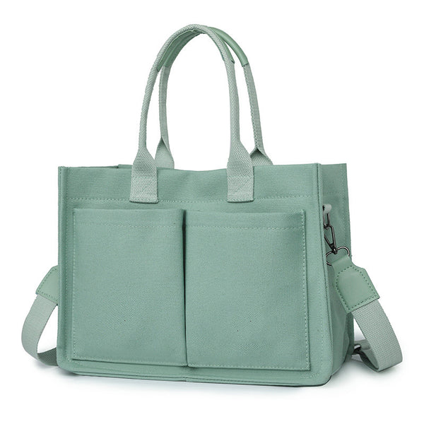 Canvas Tote Bag with Large Capacity - Green