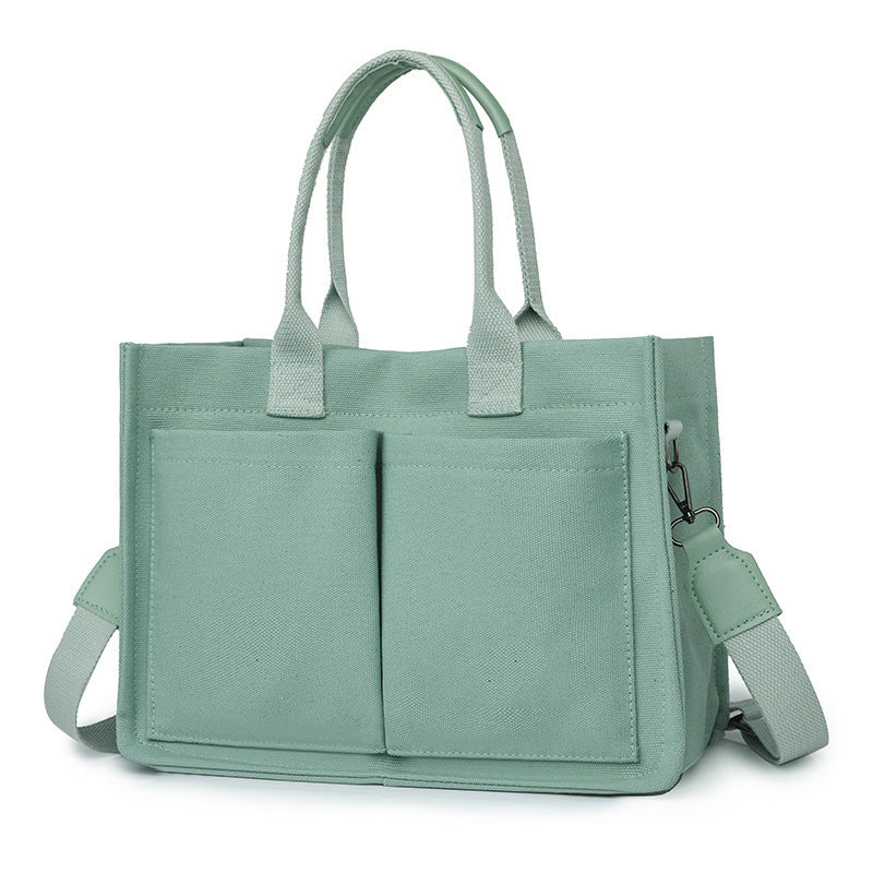 Canvas Tote Bag with Large Capacity - Green