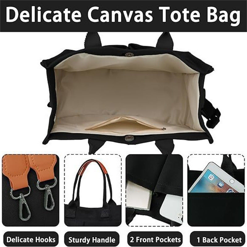 Canvas Tote Bag with Large Capacity - Green