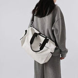Durable PU Leather Sports Gym Bag - Waterproof, Lightweight Travel Duffle Bag - White