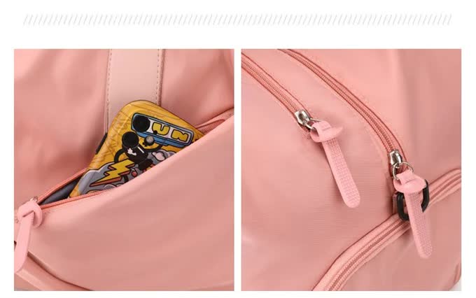 Stylish Gym Travel Bag with Shoe Compartment, Lightweight and Durable Design - Pink