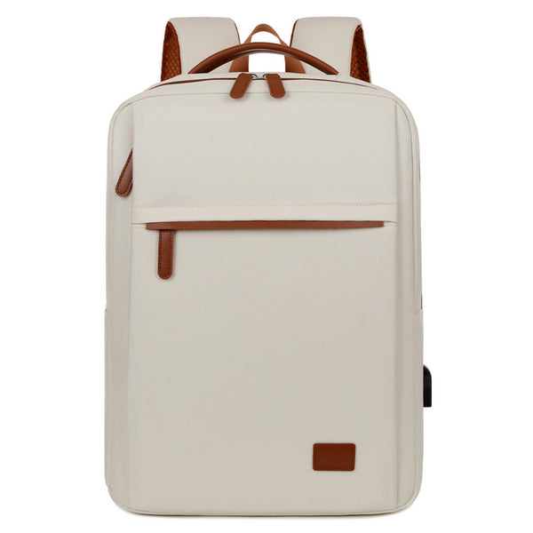 Minimalist USB Charging Laptop Backpack - Beige