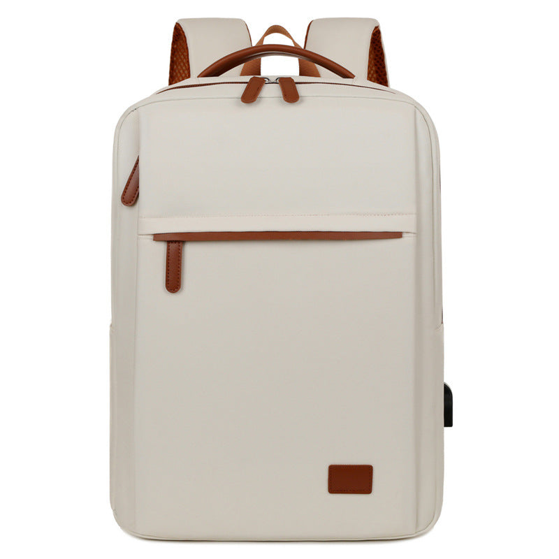 Minimalist USB Charging Laptop Backpack - Beige
