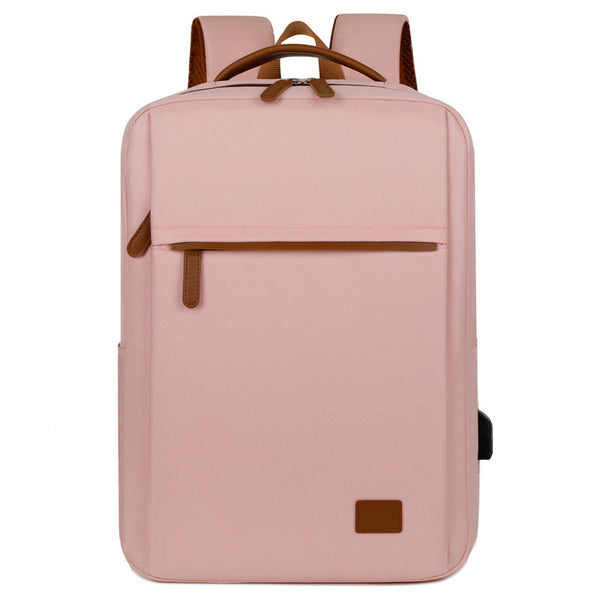 Minimalist USB Charging Laptop Backpack - Pink