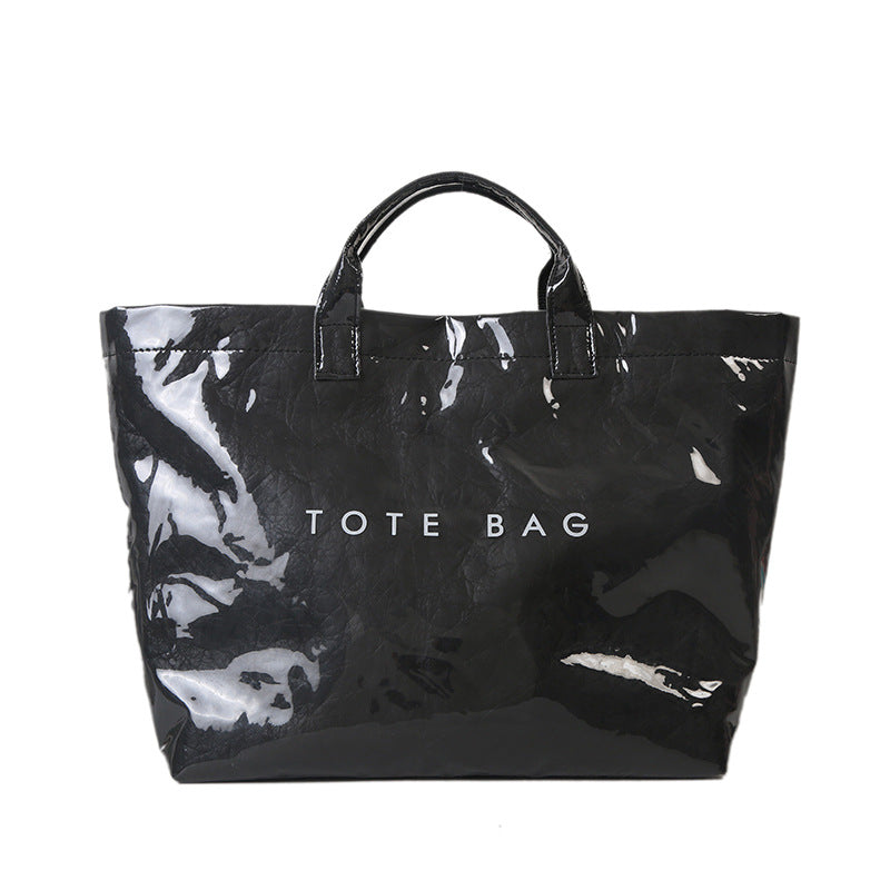Trendy Waterproof Tote Bag - Black