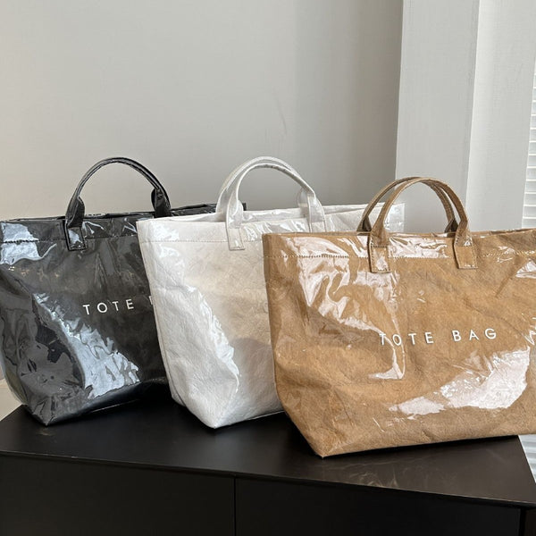 Trendy Waterproof Tote Bag - Black