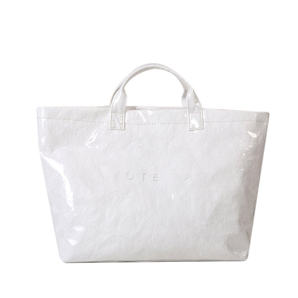 Trendy Waterproof Tote Bag - White