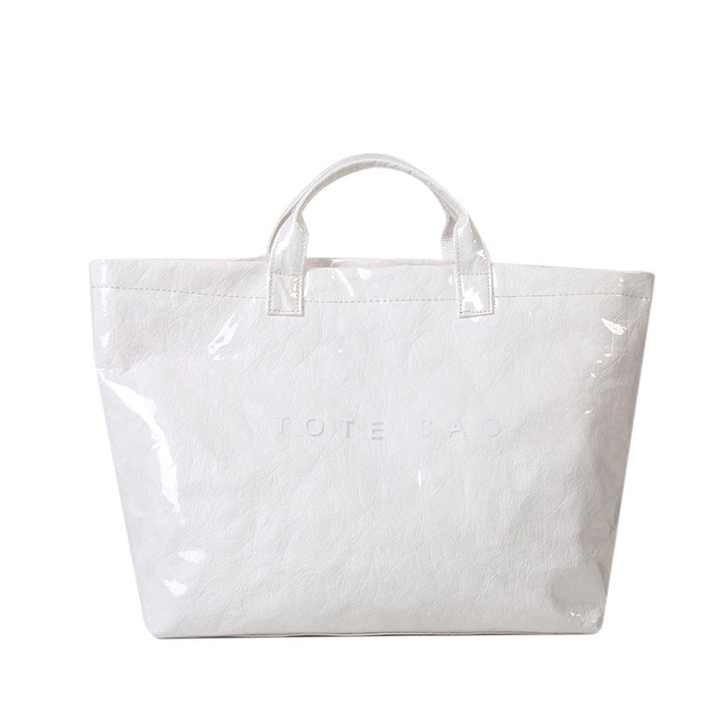 Trendy Waterproof Tote Bag - White