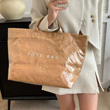 Trendy Waterproof Tote Bag - White