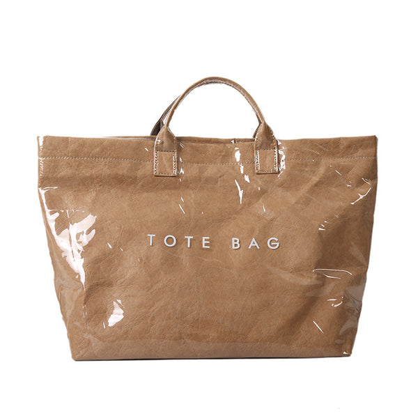 Trendy Waterproof Tote Bag - Khaki