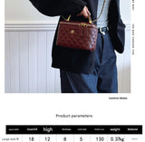 Wine Red Luxury Quilted Mini Box Handbag with Chain Strap and Metal Handle - Evening Purse