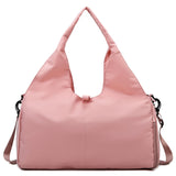 Pink Oxford Fabric Women's Shoulder Bag, Large Capacity Yoga & Gym Bag with Separate Shoe Compartment
