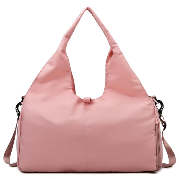 Pink Oxford Fabric Women's Shoulder Bag, Large Capacity Yoga & Gym Bag with Separate Shoe Compartment
