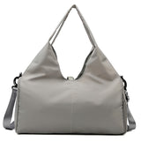 Grey Oxford Fabric Women's Shoulder Bag, Large Capacity Yoga & Gym Bag