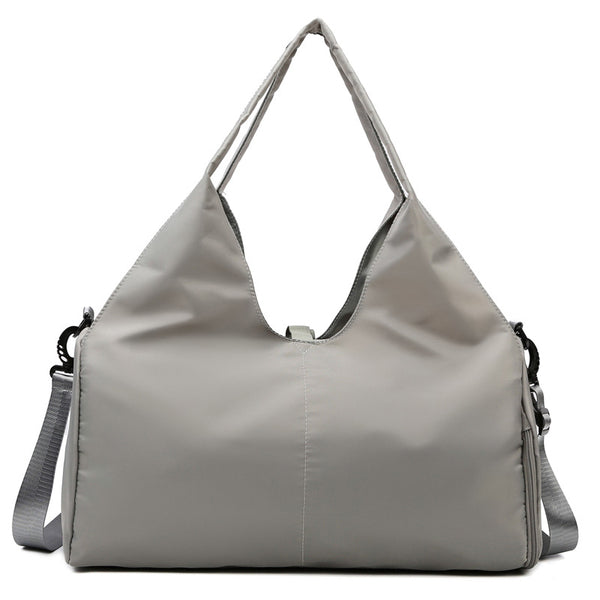 Grey Oxford Fabric Women's Shoulder Bag, Large Capacity Yoga & Gym Bag
