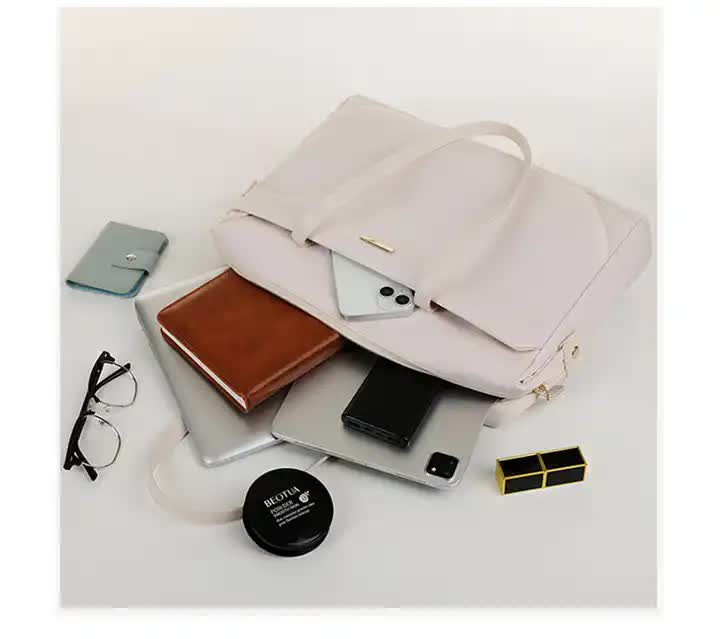Women’s Work Tote Bag – Laptop Bag, Large Capacity Business Briefcase - White