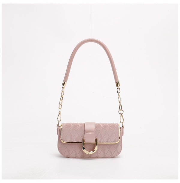 Pink Elegant Quilted Chain Shoulder Bag