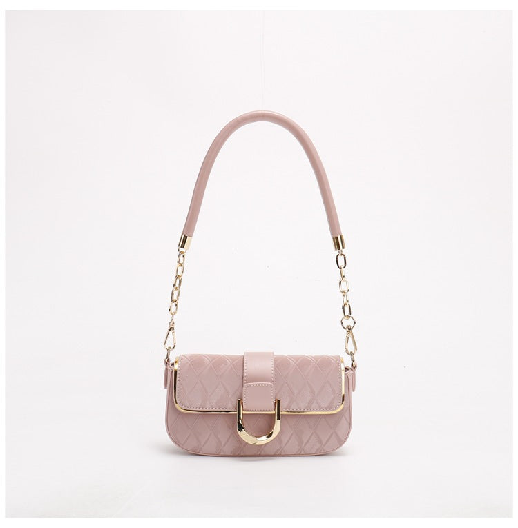 Pink Elegant Quilted Chain Shoulder Bag