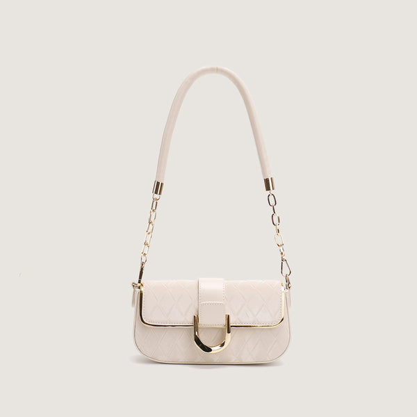 White Elegant Quilted Chain Shoulder Bag