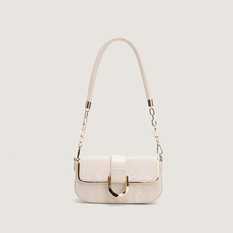 White Elegant Quilted Chain Shoulder Bag