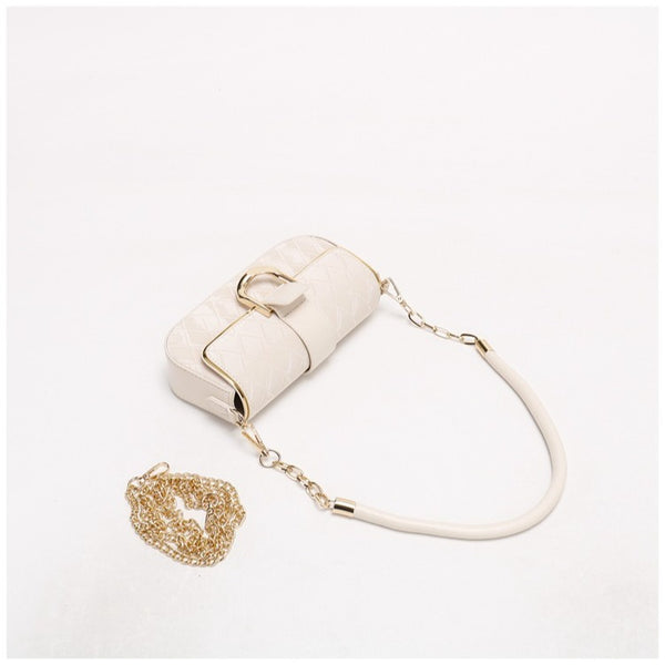 White Elegant Quilted Chain Shoulder Bag