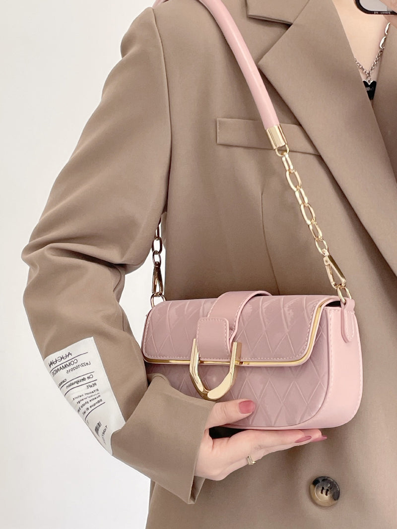 White Elegant Quilted Chain Shoulder Bag