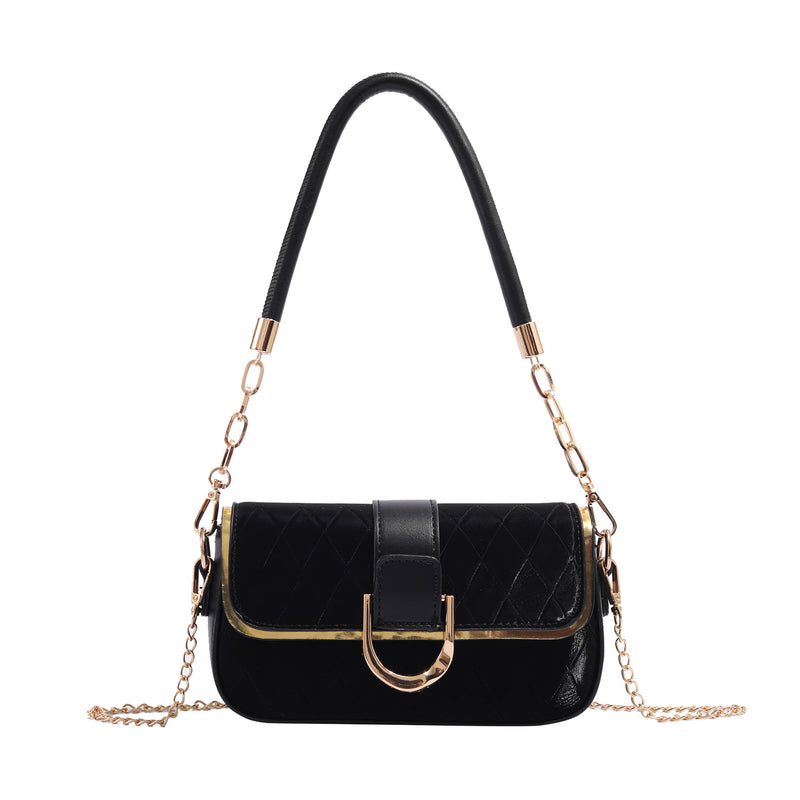 Black Elegant Quilted Chain Shoulder Bag
