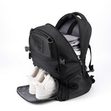 Black Large Capacity Sports Backpack, Waterproof Basketball & Soccer Bag, Separate Shoe Compartment