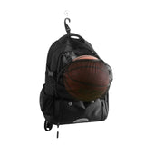 Black Large Capacity Sports Backpack, Waterproof Basketball & Soccer Bag, Separate Shoe Compartment