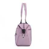 Large Capacity Nylon Tote Bag for Work and Commute | Multi-Pocket Shoulder Bag - Purple