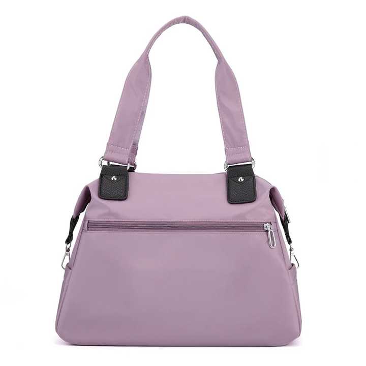 Large Capacity Nylon Tote Bag for Work and Commute | Multi-Pocket Shoulder Bag - Dark Blue