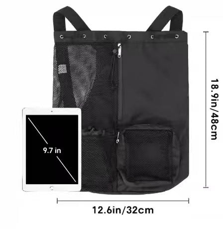 Pink Mesh Drawstring Swim Backpack with Wet Pocket